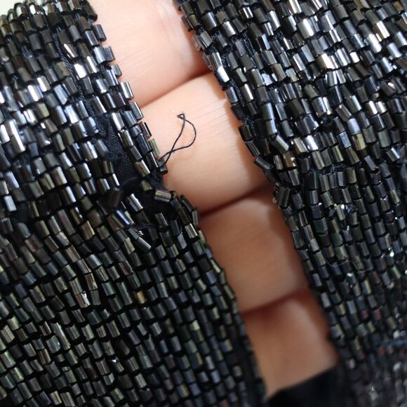 Matty M Navy Blue Sparkly Beaded Tank Top Medium Vintage Y2K Party Glam Look - Picture 5 of 14